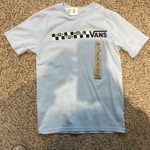 VANS OFF THE WALL baby blue, black & white tee shirt Boys S (6-8)